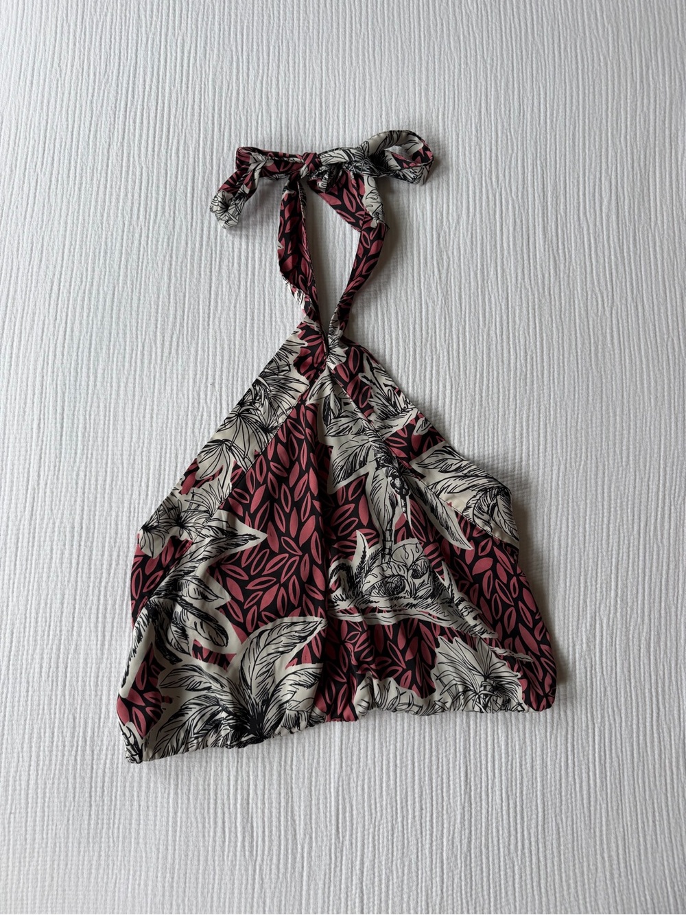 Vintage Y2K 90s Mesh Halter Floral Tropical Backless Top Fairycore